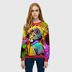 Свитшот женский Funny lion cub - pop art, цвет: 3D-красный — фото 2