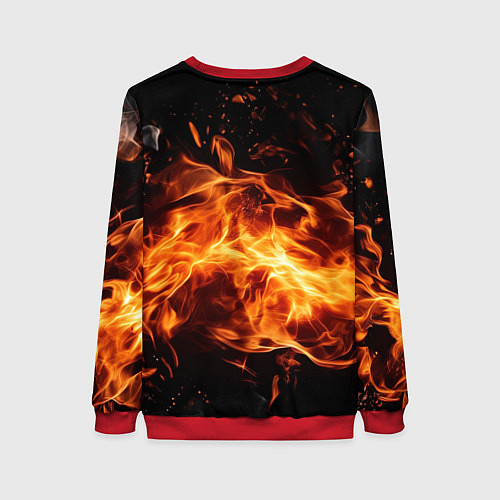 Женский свитшот Baldurs Gate 3 fire logo / 3D-Красный – фото 2