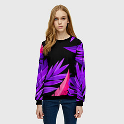 Свитшот женский Floral composition - neon, цвет: 3D-черный — фото 2