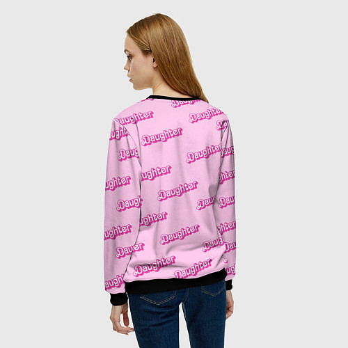 Женский свитшот Дочь в стиле барби - розовый паттерн / 3D-Черный – фото 4