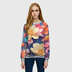 Свитшот женский Водянная лилия лотосы кувшинки, цвет: 3D-меланж — фото 2