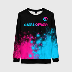 Свитшот женский Gears of War - neon gradient: символ сверху, цвет: 3D-черный