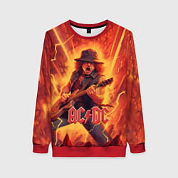 Свитшот женский ACDC rock music fire, цвет: 3D-красный