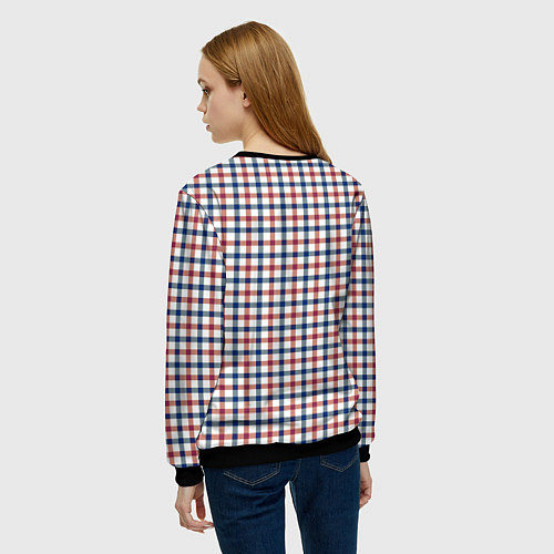 Женский свитшот Полосатый сине-красный клетчатый / 3D-Черный – фото 4