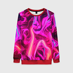 Свитшот женский Pink neon abstract, цвет: 3D-красный
