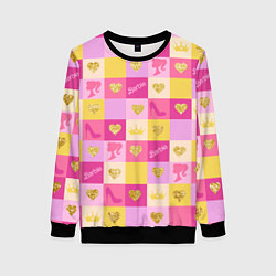 Женский свитшот Барби: желтые и розовые квадраты паттерн