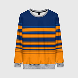 Свитшот женский Желто-синий полосатый узор, цвет: 3D-меланж