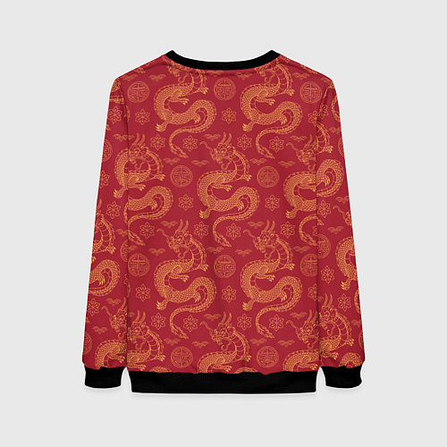 Женский свитшот Dragon red pattern / 3D-Черный – фото 2