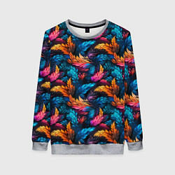 Свитшот женский Фантастические листья растений узор, цвет: 3D-меланж
