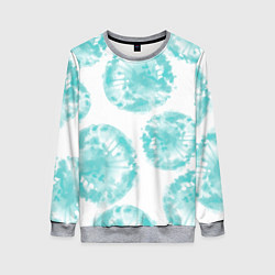 Женский свитшот Акварельные голубые био формы