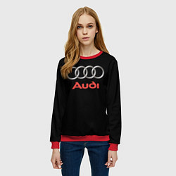 Свитшот женский Audi sport на чёрном, цвет: 3D-красный — фото 2