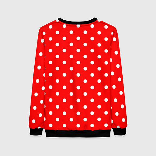 Женский свитшот Белый горошек на красном / 3D-Черный – фото 2