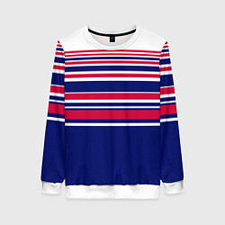 Женский свитшот Красные и синие полосы на белом фоне