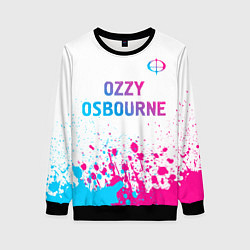 Свитшот женский Ozzy Osbourne neon gradient style: символ сверху, цвет: 3D-черный