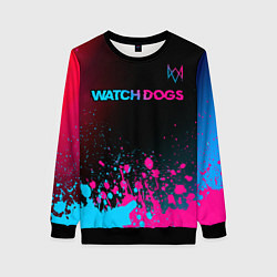 Свитшот женский Watch Dogs - neon gradient: символ сверху, цвет: 3D-черный