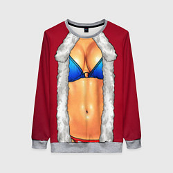 Женский свитшот Красный костюм снегурочки с грудью
