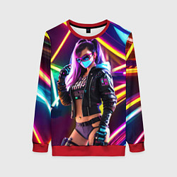 Свитшот женский Cool girl - cyberpunk - neon glow, цвет: 3D-красный