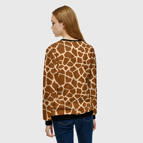 Женский свитшот Кожа жирафа - giraffe / 3D-Черный – фото 4