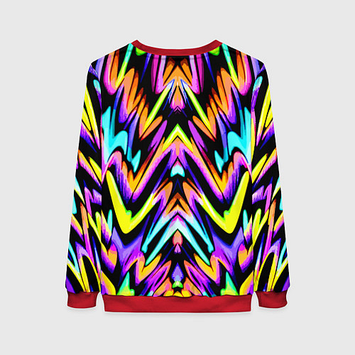 Женский свитшот Красочный зеркальный паттерн - нейросеть / 3D-Красный – фото 2