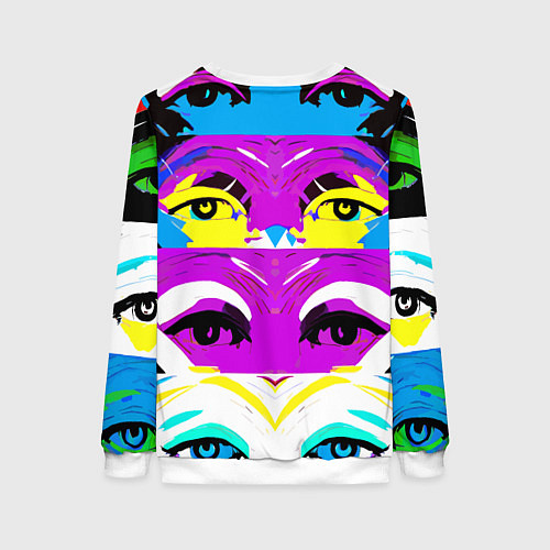 Женский свитшот Eyes - pop art - neural network / 3D-Белый – фото 2