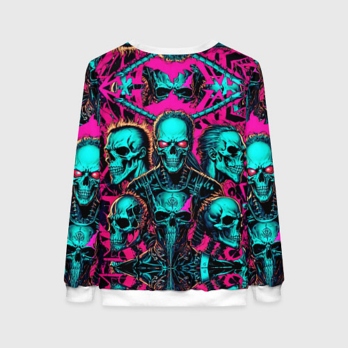 Женский свитшот Slipknot на фоне рок черепов / 3D-Белый – фото 2