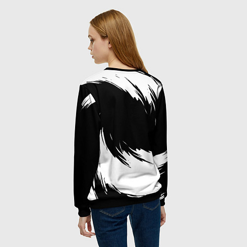 Женский свитшот Baldurs gate 3 - белые завихрения / 3D-Черный – фото 4