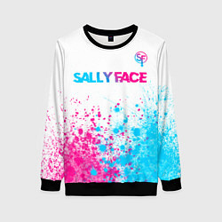 Свитшот женский Sally Face neon gradient style: символ сверху, цвет: 3D-черный