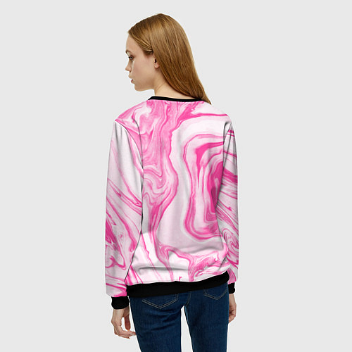 Женский свитшот I am kenough - розовые разводы краски / 3D-Черный – фото 4
