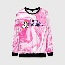 Свитшот женский I am kenough - розовые разводы краски, цвет: 3D-черный