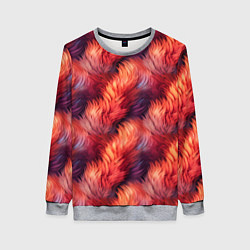 Свитшот женский Красный мех паттерн, цвет: 3D-меланж