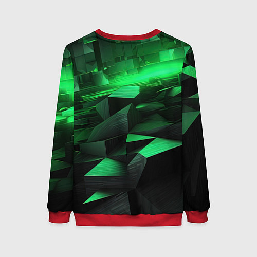 Женский свитшот Зеленые квадратные плиты / 3D-Красный – фото 2