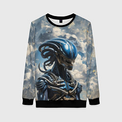 Свитшот женский Синий ксеноморф, цвет: 3D-черный