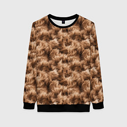 Свитшот женский Меховой паттерн коричневый, цвет: 3D-черный
