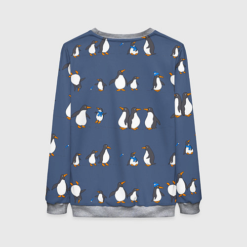 Женский свитшот Забавное семейство пингвинов / 3D-Меланж – фото 2