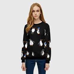 Свитшот женский Веселая семья пингвинов, цвет: 3D-черный — фото 2