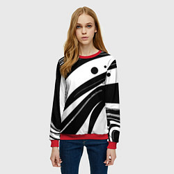 Свитшот женский Abstract black and white composition, цвет: 3D-красный — фото 2