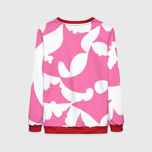 Женский свитшот Бело-розовая абстрактная композиция / 3D-Красный – фото 2