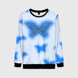 Свитшот женский Y2K blue butterfly, цвет: 3D-черный
