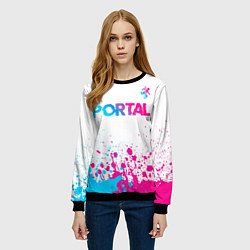 Свитшот женский Portal neon gradient style посередине, цвет: 3D-черный — фото 2