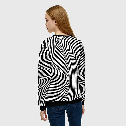 Женский свитшот Цвета зебры оптическая иллюзия / 3D-Черный – фото 4