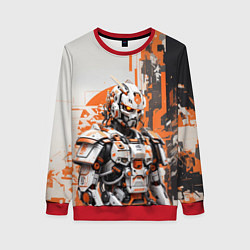 Свитшот женский Киборг с оранжевыми вставками, цвет: 3D-красный
