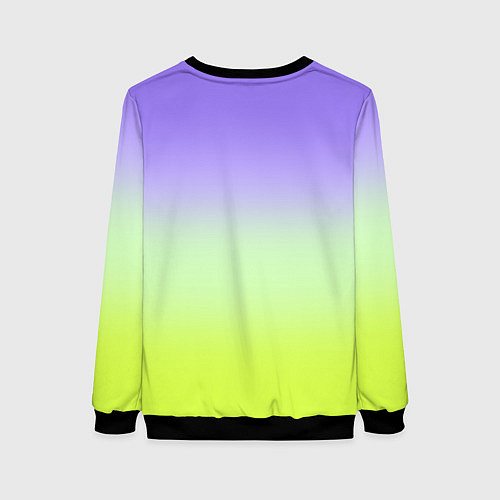 Женский свитшот Фиолетовый мятный и желто-зеленый градиент / 3D-Черный – фото 2