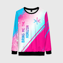 Женский свитшот Bring Me the Horizon neon gradient style вертикаль