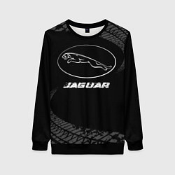 Женский свитшот Jaguar speed на темном фоне со следами шин