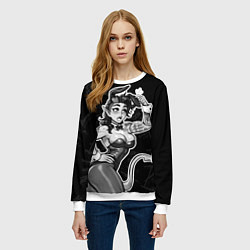 Свитшот женский Карлах в костюме зайки - baldurs gate, цвет: 3D-белый — фото 2