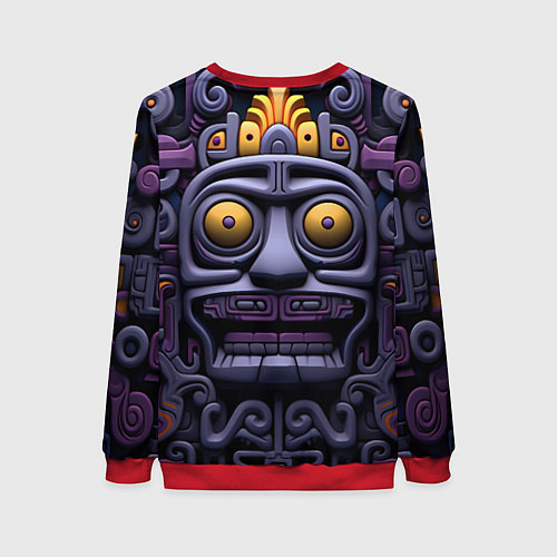 Женский свитшот Орнамент в стиле ацтеков / 3D-Красный – фото 2