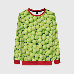 Свитшот женский Много теннисных мячей, цвет: 3D-красный