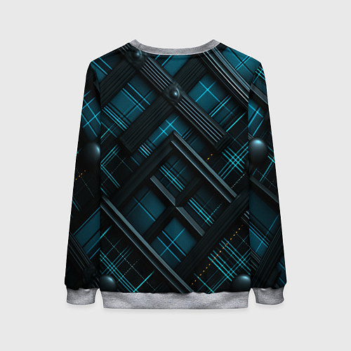 Женский свитшот Тёмно-синяя диагональная клетка в шотландском стил / 3D-Меланж – фото 2