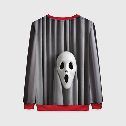 Женский свитшот Маска призрака и серые шторы / 3D-Красный – фото 2
