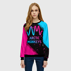 Свитшот женский Arctic Monkeys - neon gradient, цвет: 3D-черный — фото 2